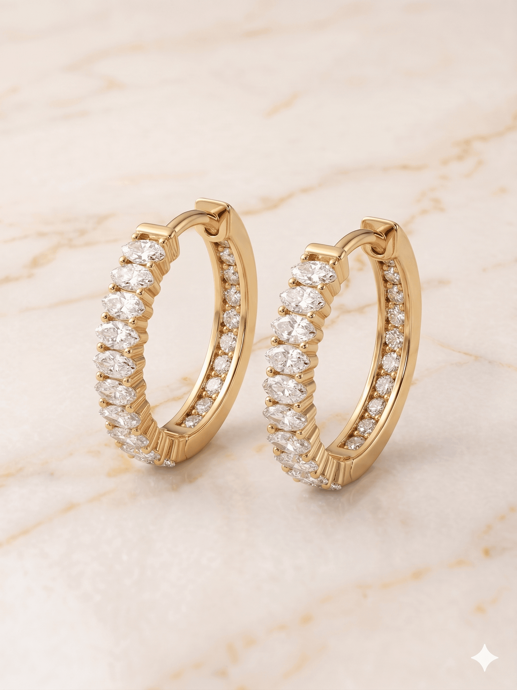 Diamond Gold Hoops