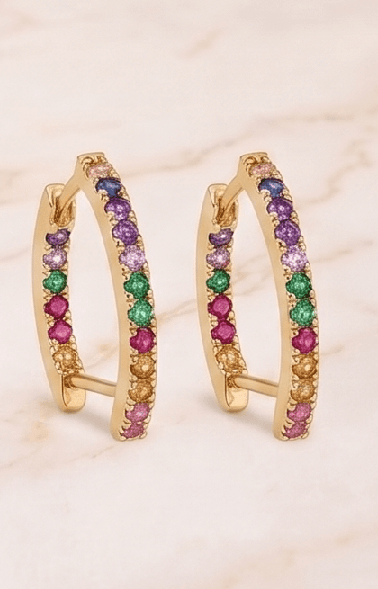 Rainbow Crystal Hoops